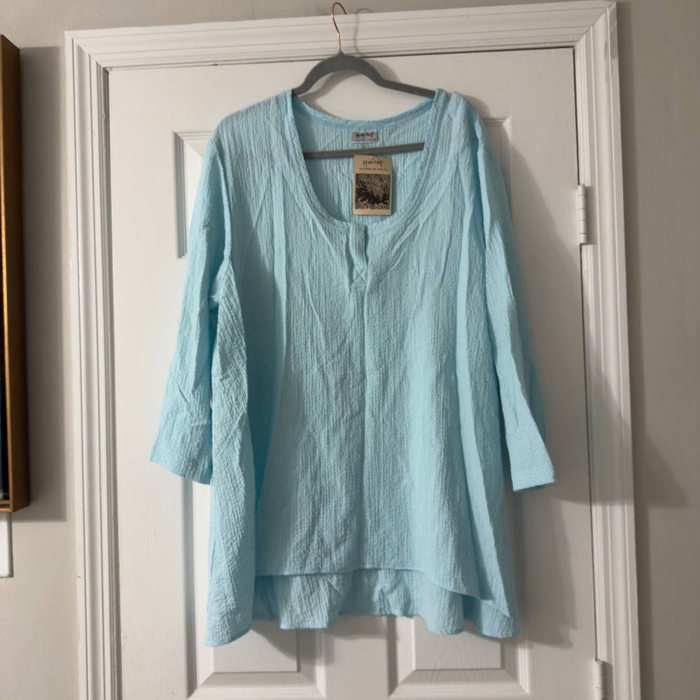 Habitat Clothes to Live In Tunic XL NWT Blue Textured High Low Top